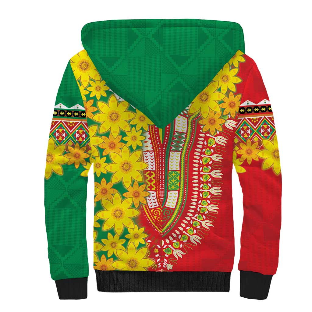 Ethiopian New Year Sherpa Hoodie Enkutatash Adey Abeba Flower Art - Wonder Print Shop