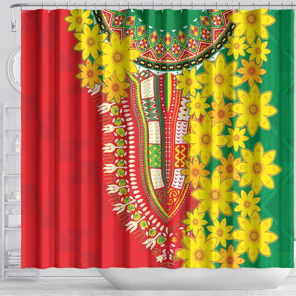 Ethiopian New Year Shower Curtain Enkutatash Adey Abeba Flower Art
