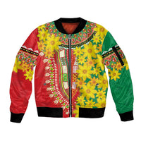 Ethiopian New Year Sleeve Zip Bomber Jacket Enkutatash Adey Abeba Flower Art - Wonder Print Shop