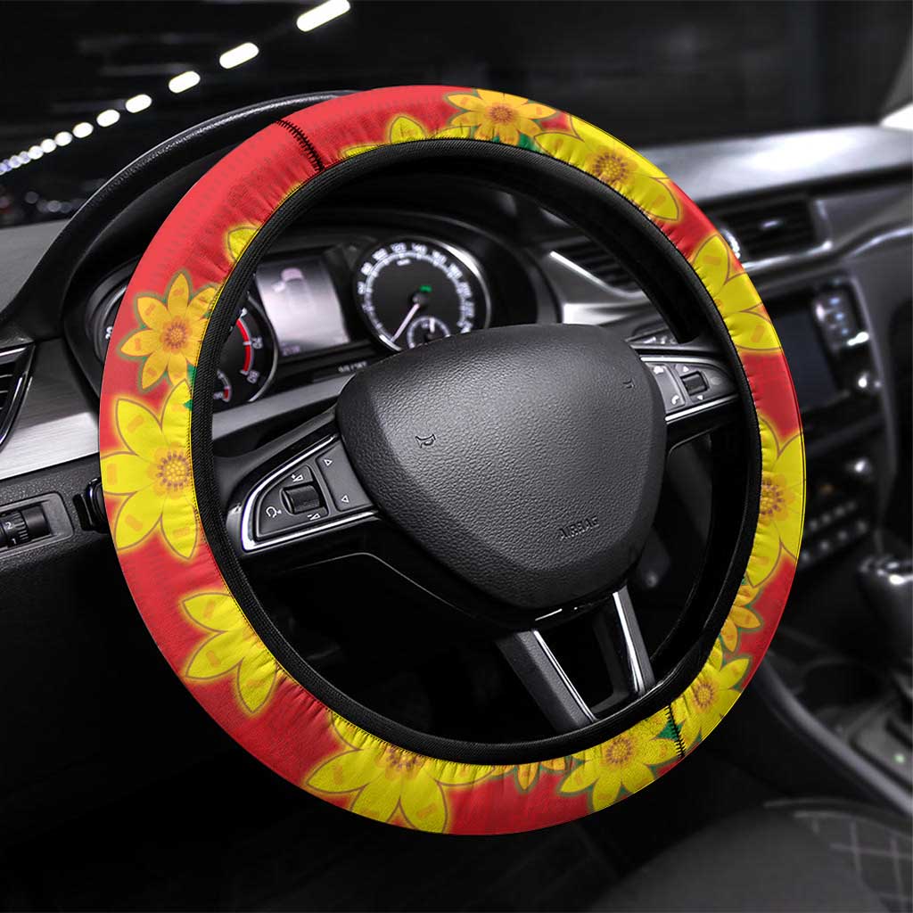 Ethiopian New Year Steering Wheel Cover Enkutatash Adey Abeba Flower Art - Wonder Print Shop
