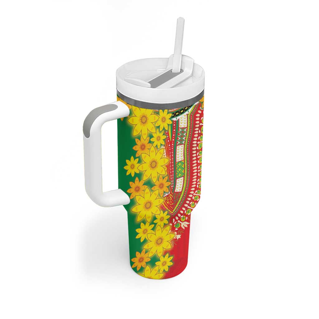 Ethiopian New Year Tumbler With Handle Enkutatash Adey Abeba Flower Art - Wonder Print Shop