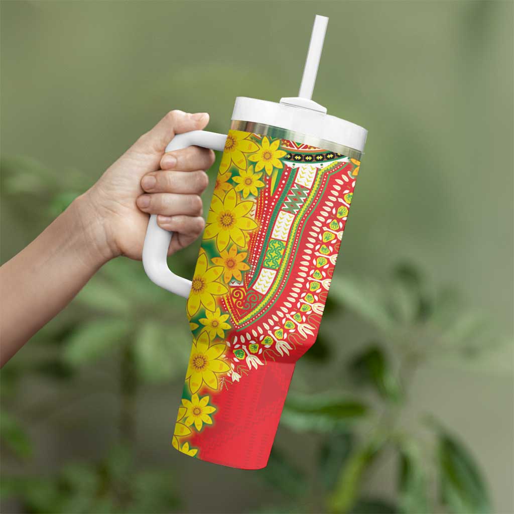 Ethiopian New Year Tumbler With Handle Enkutatash Adey Abeba Flower Art - Wonder Print Shop