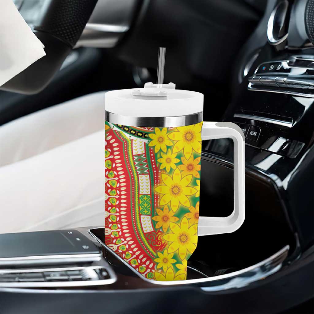Ethiopian New Year Tumbler With Handle Enkutatash Adey Abeba Flower Art - Wonder Print Shop