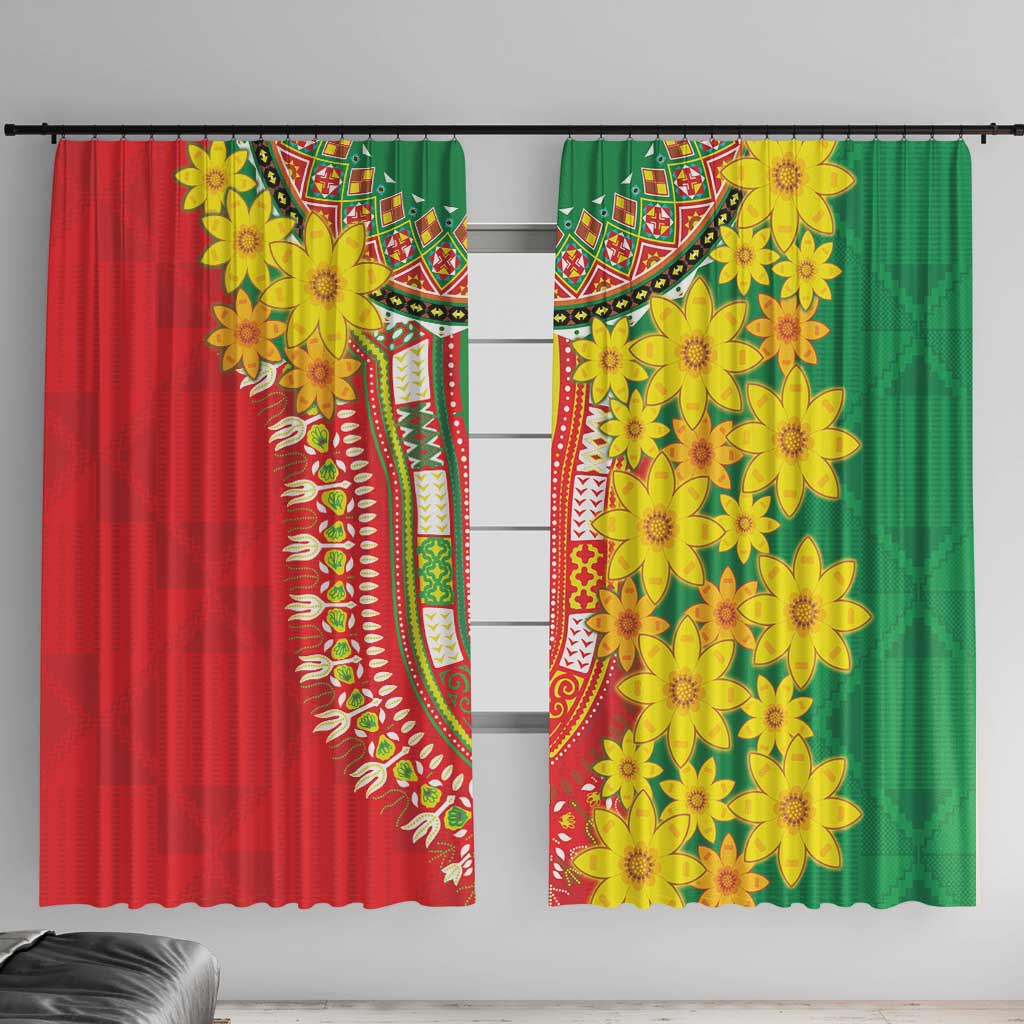 Ethiopian New Year Window Curtain Enkutatash Adey Abeba Flower Art - Wonder Print Shop