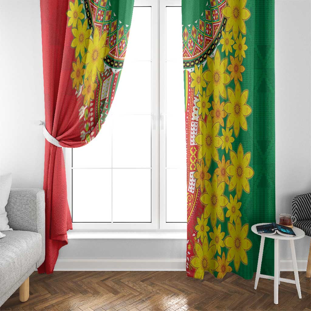 Ethiopian New Year Window Curtain Enkutatash Adey Abeba Flower Art - Wonder Print Shop