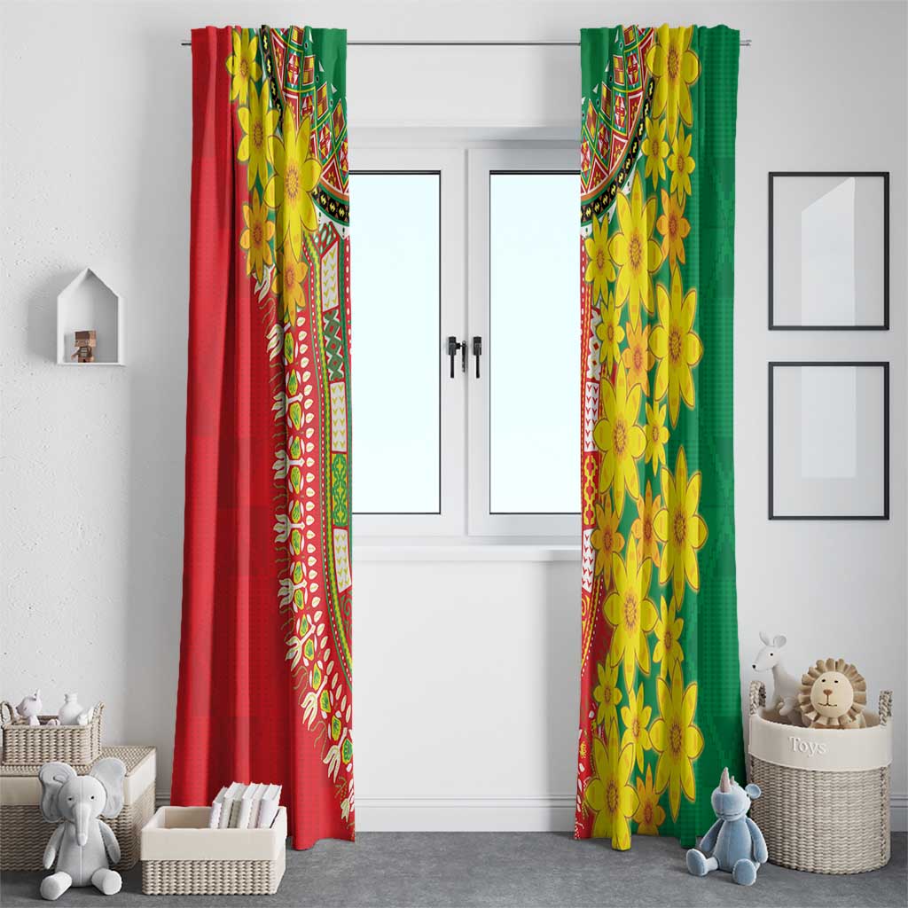 Ethiopian New Year Window Curtain Enkutatash Adey Abeba Flower Art - Wonder Print Shop