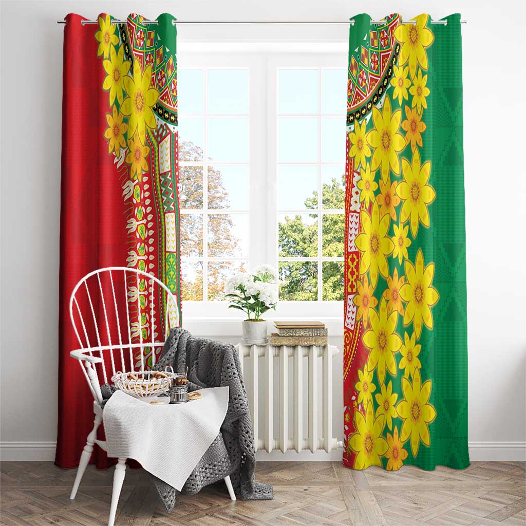 Ethiopian New Year Window Curtain Enkutatash Adey Abeba Flower Art - Wonder Print Shop