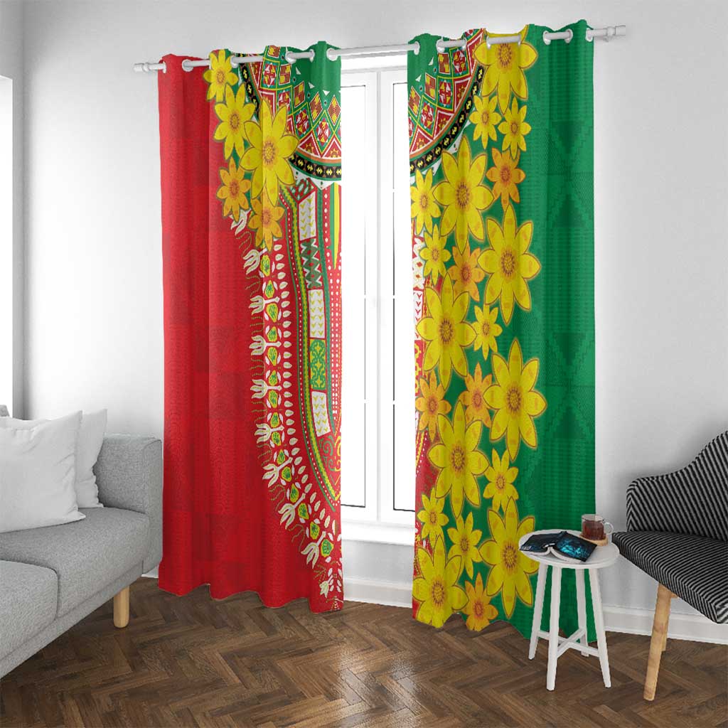 Ethiopian New Year Window Curtain Enkutatash Adey Abeba Flower Art - Wonder Print Shop