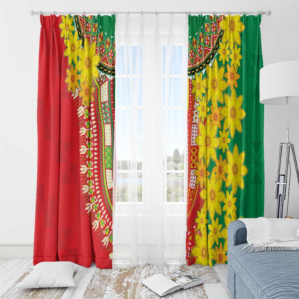 Ethiopian New Year Window Curtain Enkutatash Adey Abeba Flower Art - Wonder Print Shop