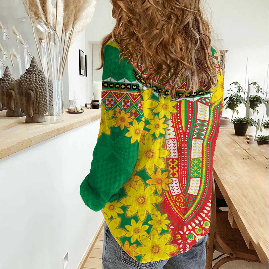 Ethiopian New Year Women Casual Shirt Enkutatash Adey Abeba Flower Art - Wonder Print Shop