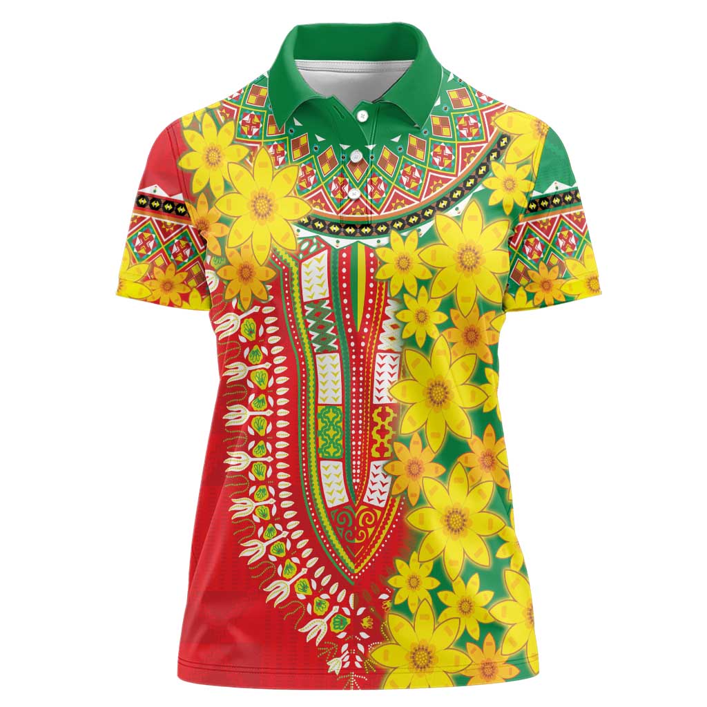 Ethiopian New Year Women Polo Shirt Enkutatash Adey Abeba Flower Art - Wonder Print Shop
