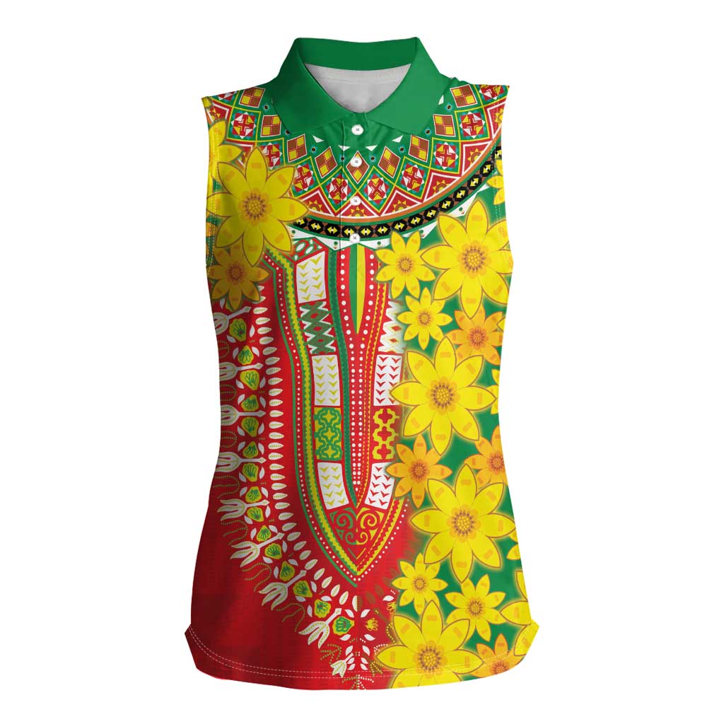Ethiopian New Year Women Sleeveless Polo Shirt Enkutatash Adey Abeba Flower Art - Wonder Print Shop