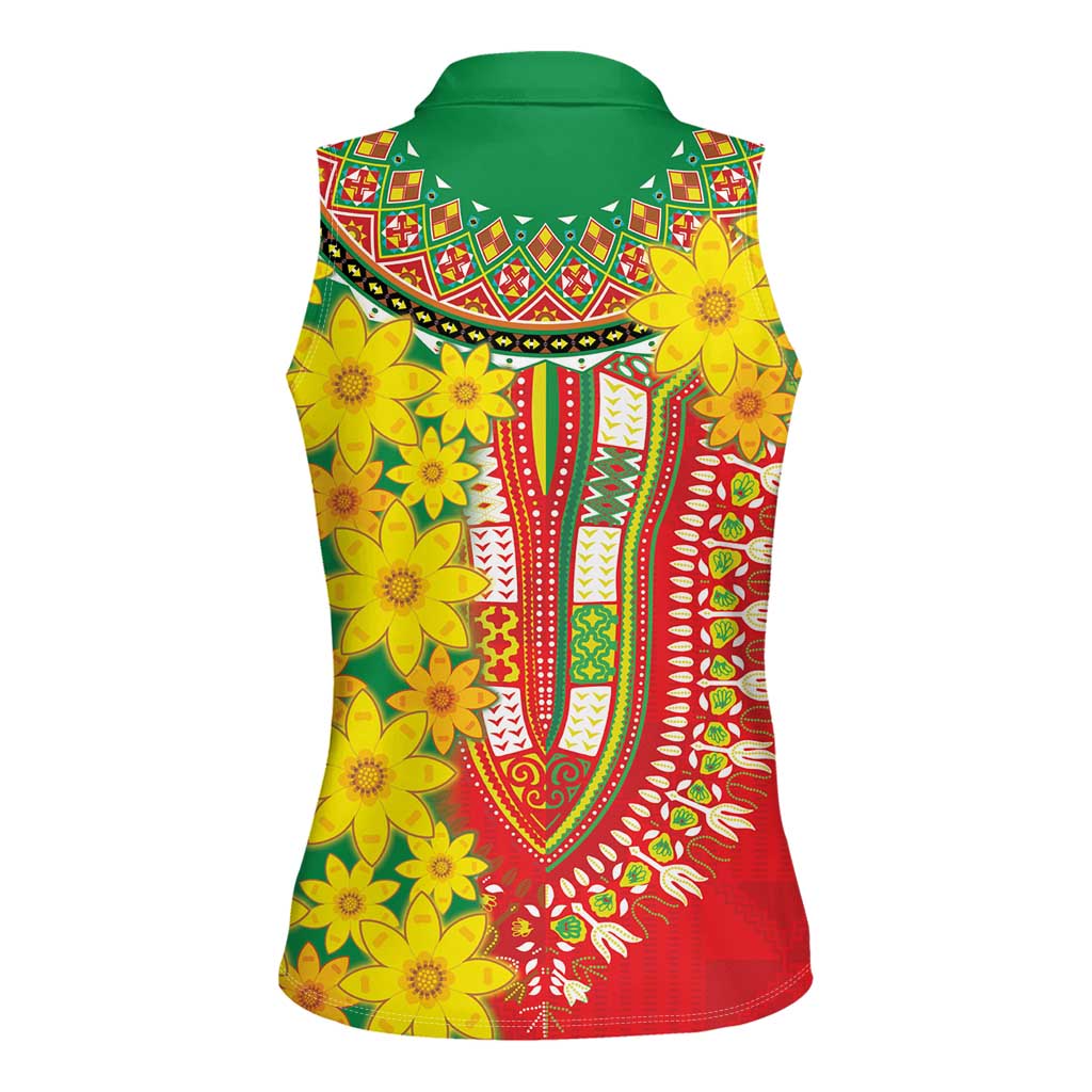 Ethiopian New Year Women Sleeveless Polo Shirt Enkutatash Adey Abeba Flower Art - Wonder Print Shop