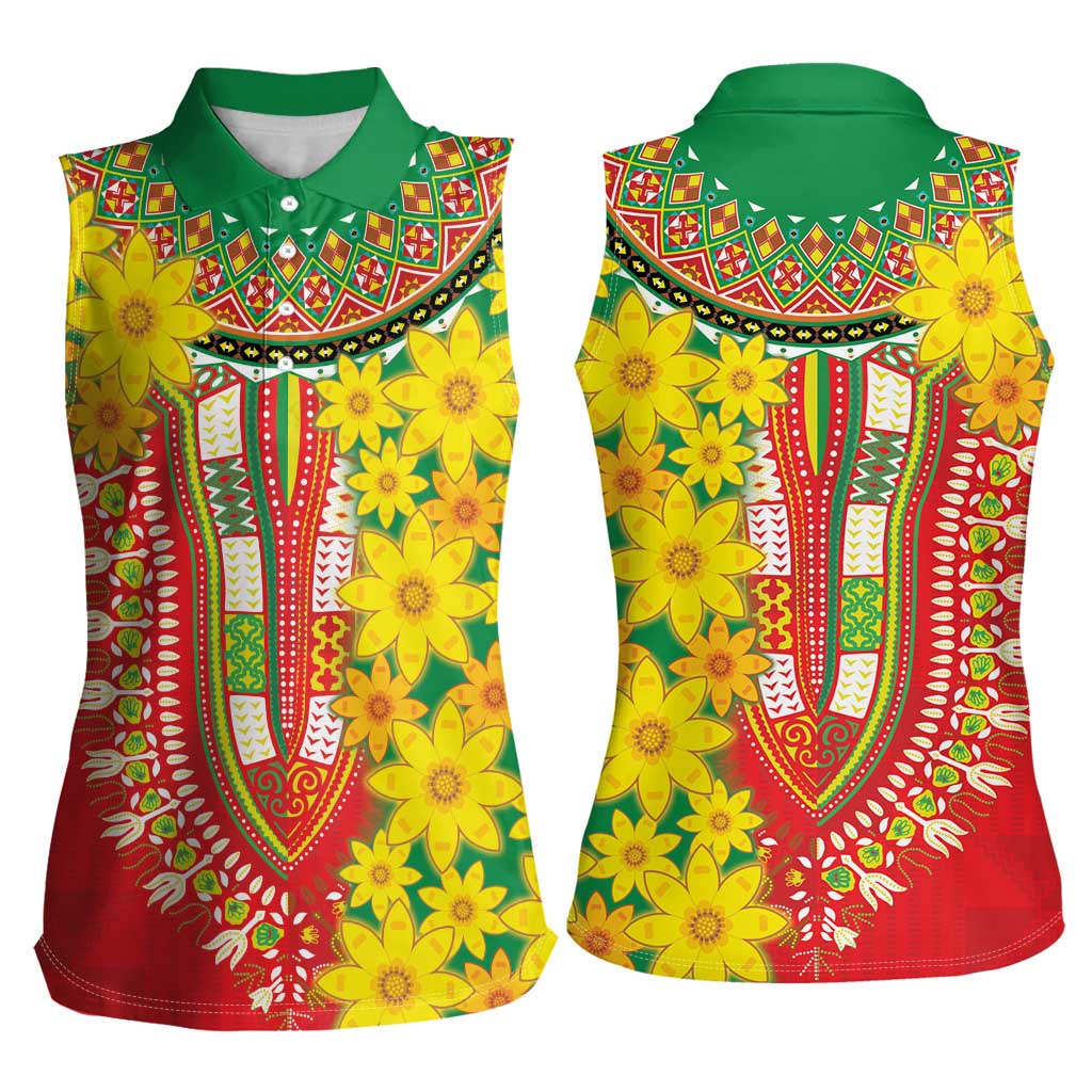 Ethiopian New Year Women Sleeveless Polo Shirt Enkutatash Adey Abeba Flower Art - Wonder Print Shop