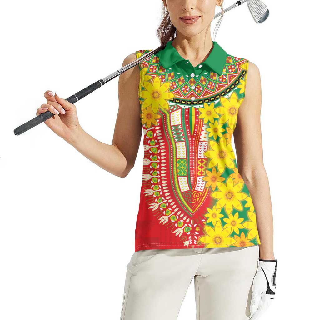Ethiopian New Year Women Sleeveless Polo Shirt Enkutatash Adey Abeba Flower Art - Wonder Print Shop