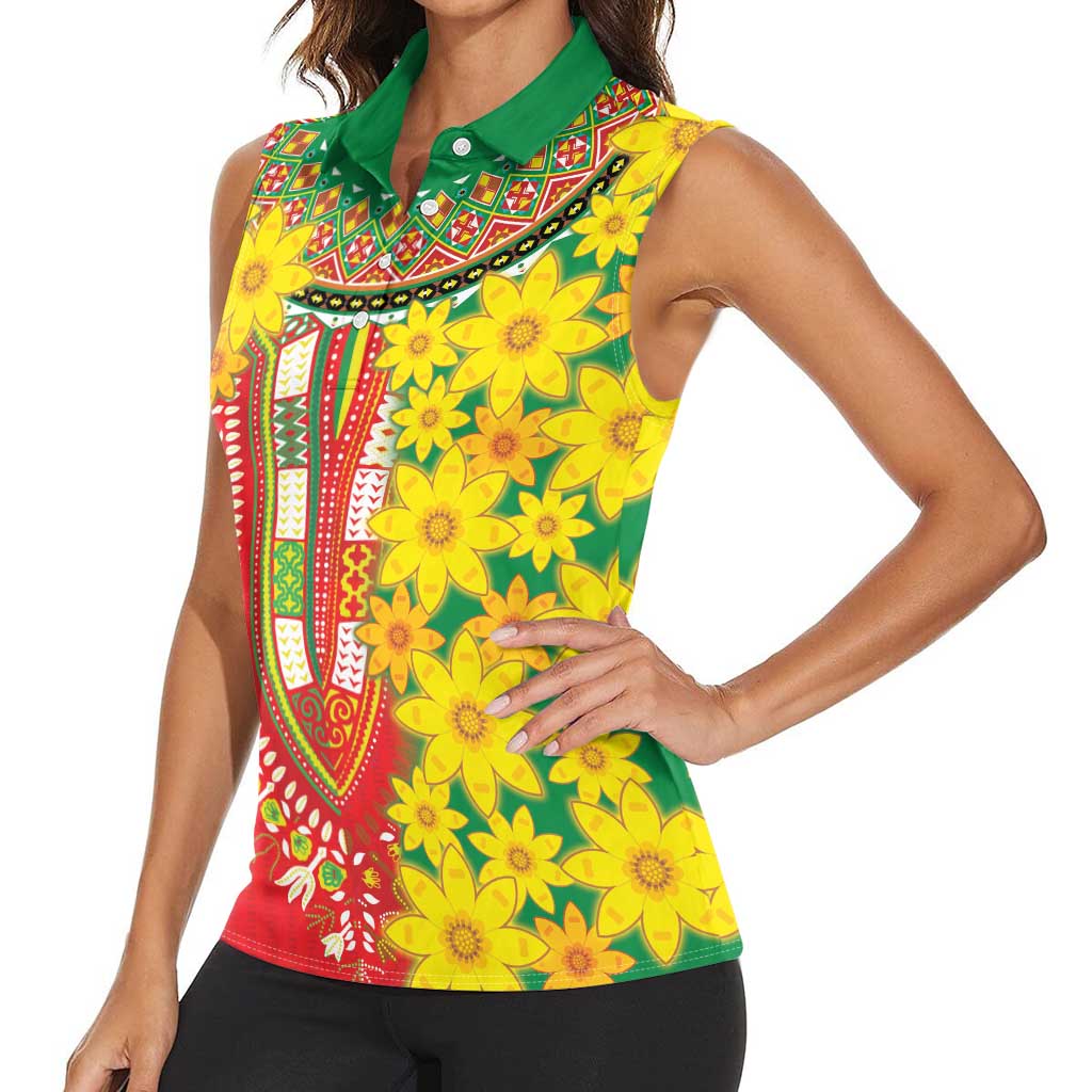 Ethiopian New Year Women Sleeveless Polo Shirt Enkutatash Adey Abeba Flower Art - Wonder Print Shop
