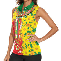 Ethiopian New Year Women Sleeveless Polo Shirt Enkutatash Adey Abeba Flower Art - Wonder Print Shop