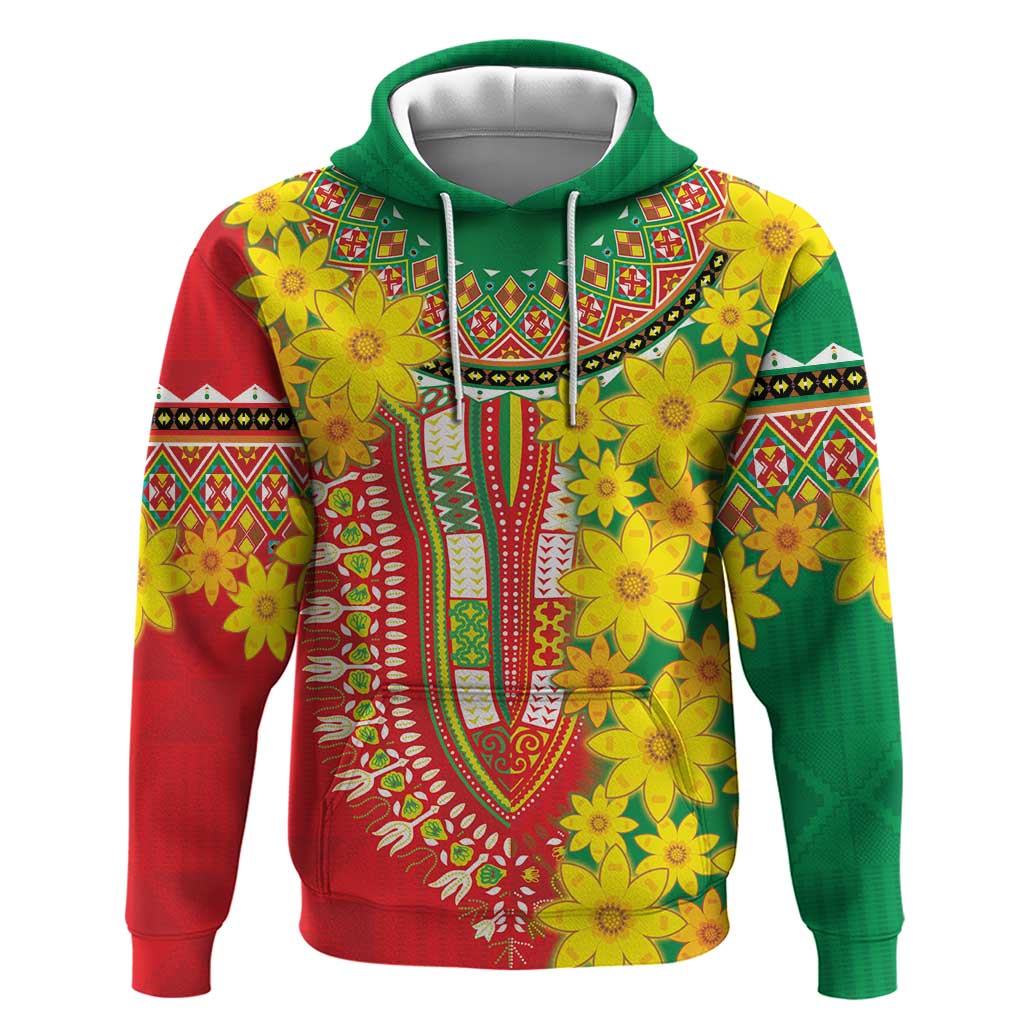 Ethiopian New Year Zip Hoodie Enkutatash Adey Abeba Flower Art - Wonder Print Shop