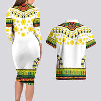 Enkutatash Dashiki and Adey Abeba Couples Matching Long Sleeve Bodycon Dress and Hawaiian Shirt LT9 - Wonder Print Shop