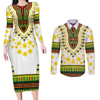 Enkutatash Dashiki and Adey Abeba Couples Matching Long Sleeve Bodycon Dress and Long Sleeve Button Shirt LT9 - Wonder Print Shop