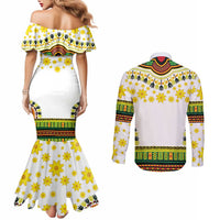Enkutatash Dashiki and Adey Abeba Couples Matching Mermaid Dress and Long Sleeve Button Shirt