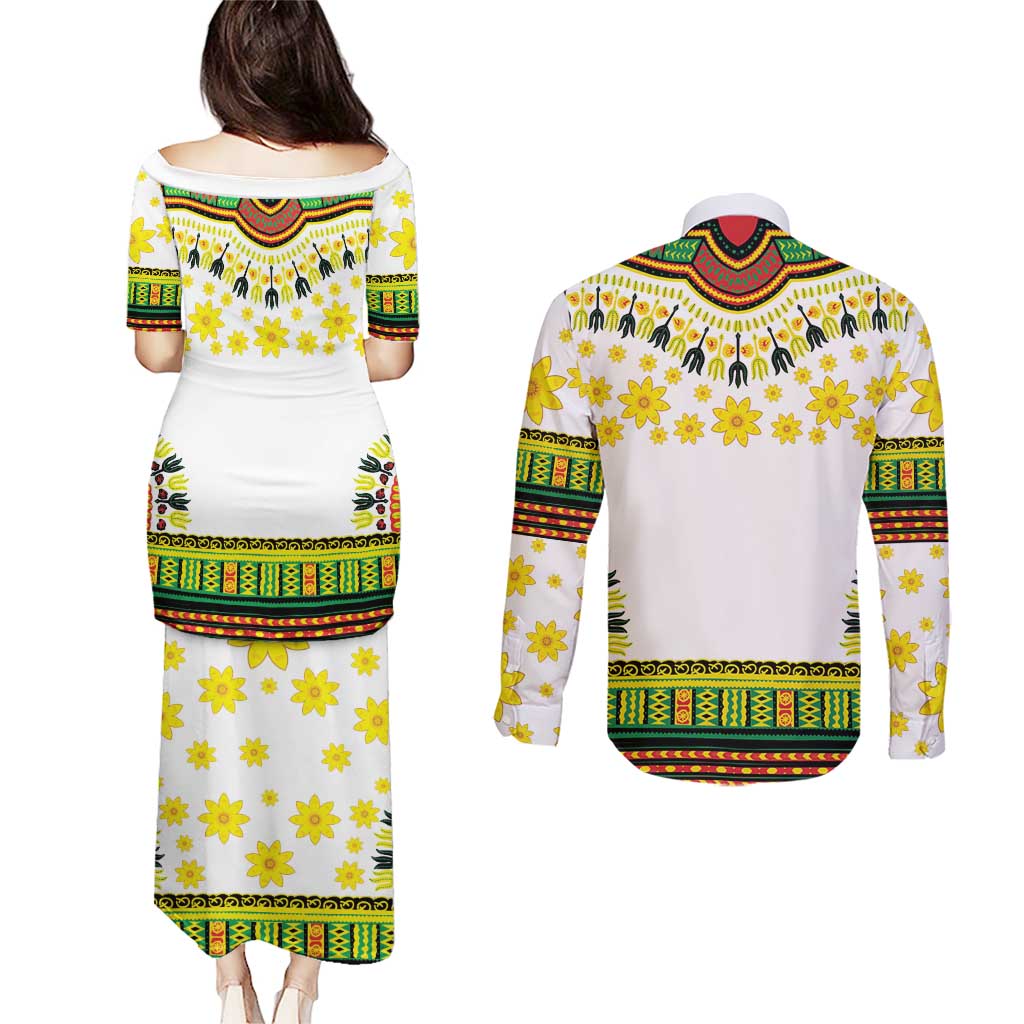 Enkutatash Dashiki and Adey Abeba Couples Matching Puletasi and Long Sleeve Button Shirt LT9 - Wonder Print Shop