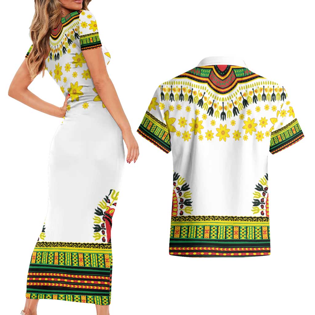 Enkutatash Dashiki and Adey Abeba Couples Matching Short Sleeve Bodycon Dress and Hawaiian Shirt LT9 - Wonder Print Shop