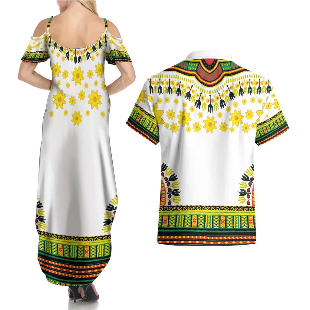 Enkutatash Dashiki and Adey Abeba Couples Matching Summer Maxi Dress and Hawaiian Shirt LT9 - Wonder Print Shop