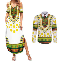 Enkutatash Dashiki and Adey Abeba Couples Matching Summer Maxi Dress and Long Sleeve Button Shirt LT9 - Wonder Print Shop