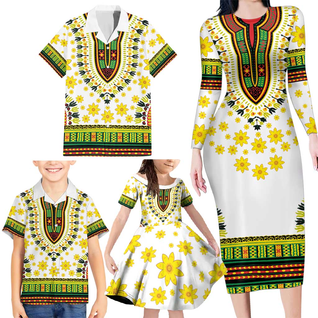 Enkutatash Dashiki and Adey Abeba Family Matching Long Sleeve Bodycon Dress and Hawaiian Shirt LT9 - Wonder Print Shop
