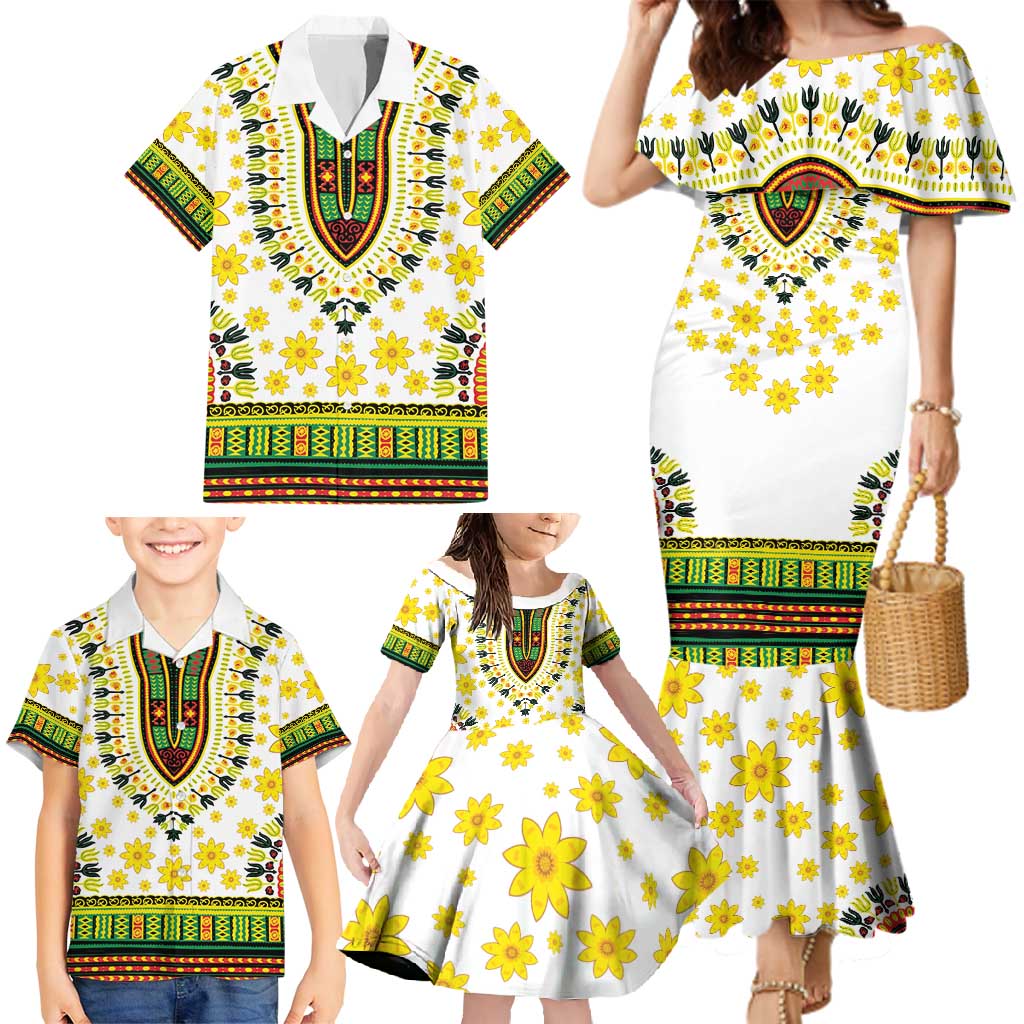 Enkutatash Dashiki and Adey Abeba Family Matching Mermaid Dress and Hawaiian Shirt LT9 - Wonder Print Shop