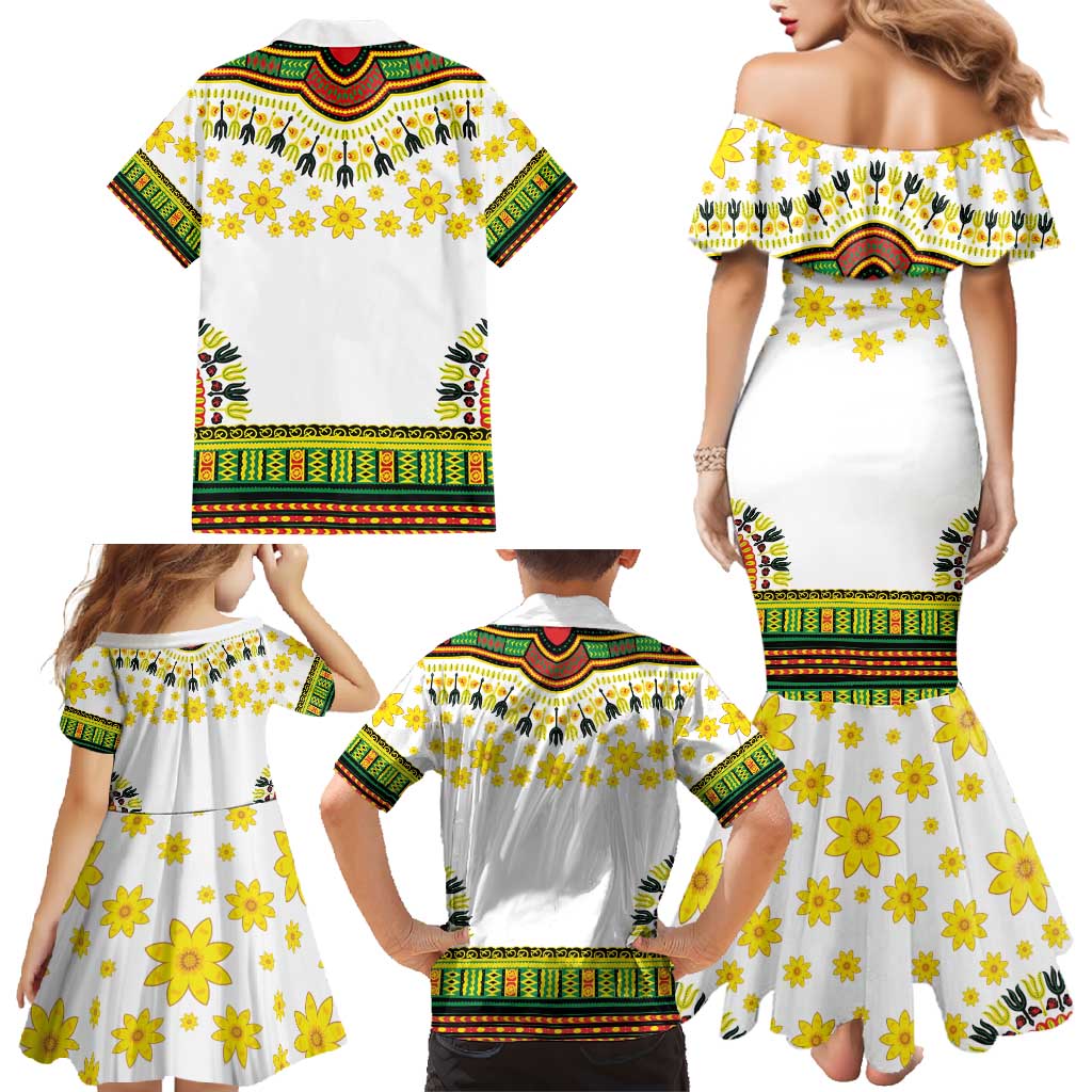 Enkutatash Dashiki and Adey Abeba Family Matching Mermaid Dress and Hawaiian Shirt LT9 - Wonder Print Shop