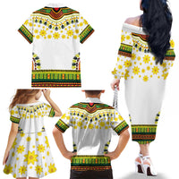 Enkutatash Dashiki and Adey Abeba Family Matching Off The Shoulder Long Sleeve Dress and Hawaiian Shirt - Wonder Print Shop