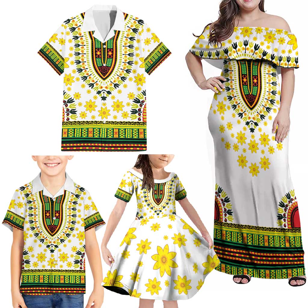 Enkutatash Dashiki and Adey Abeba Family Matching Off Shoulder Maxi Dress and Hawaiian Shirt LT9 - Wonder Print Shop