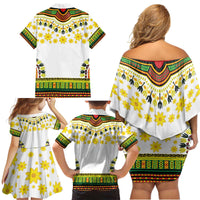 Enkutatash Dashiki and Adey Abeba Family Matching Off Shoulder Short Dress and Hawaiian Shirt LT9 - Wonder Print Shop