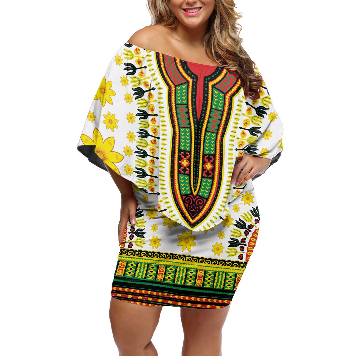 Enkutatash Dashiki and Adey Abeba Family Matching Off Shoulder Short Dress and Hawaiian Shirt LT9 - Wonder Print Shop