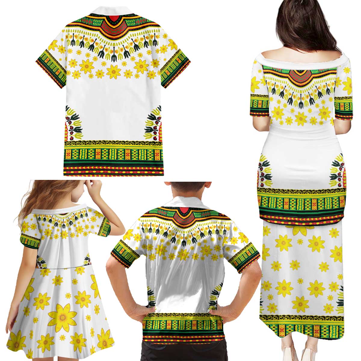 Enkutatash Dashiki and Adey Abeba Family Matching Puletasi and Hawaiian Shirt - Wonder Print Shop