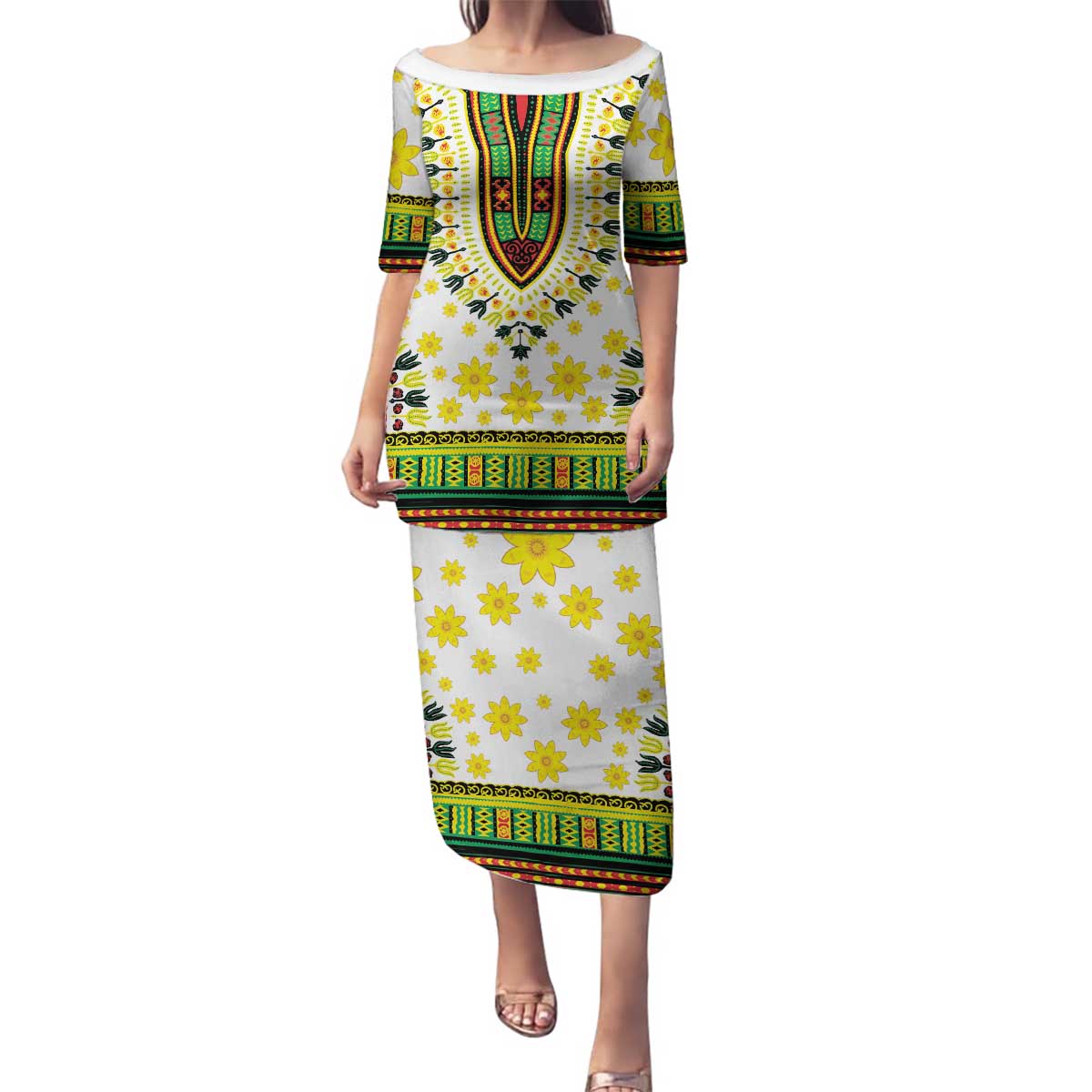 Enkutatash Dashiki and Adey Abeba Family Matching Puletasi and Hawaiian Shirt - Wonder Print Shop