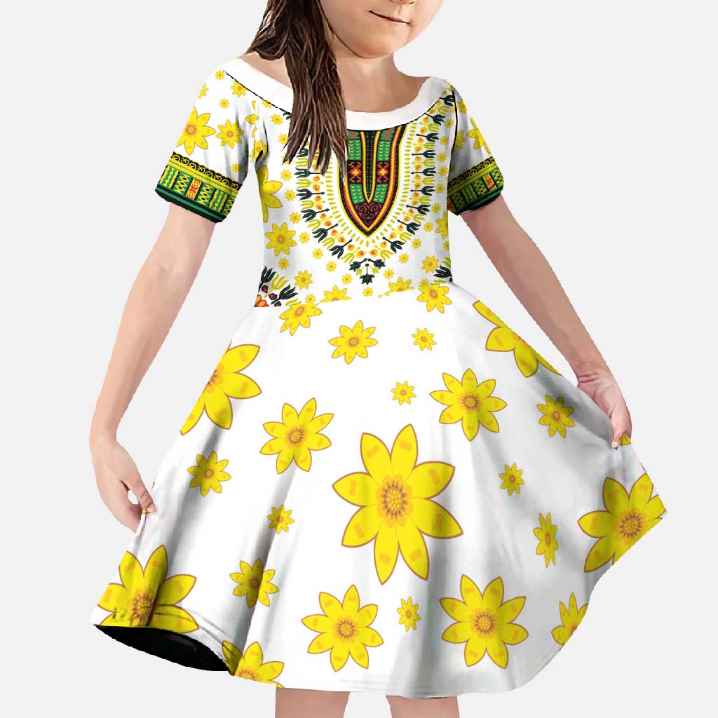 Enkutatash Dashiki and Adey Abeba Family Matching Short Sleeve Bodycon Dress and Hawaiian Shirt - Wonder Print Shop