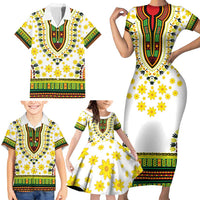 Enkutatash Dashiki and Adey Abeba Family Matching Short Sleeve Bodycon Dress and Hawaiian Shirt - Wonder Print Shop