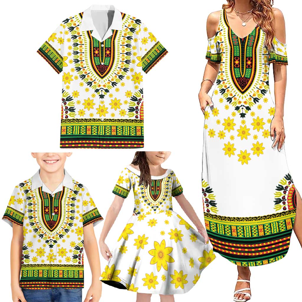 Enkutatash Dashiki and Adey Abeba Family Matching Summer Maxi Dress and Hawaiian Shirt - Wonder Print Shop