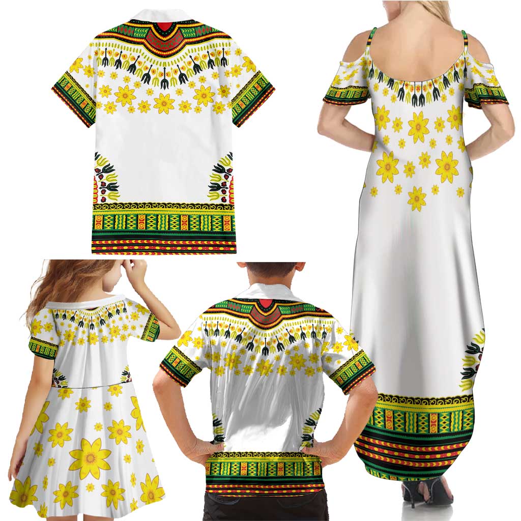 Enkutatash Dashiki and Adey Abeba Family Matching Summer Maxi Dress and Hawaiian Shirt - Wonder Print Shop