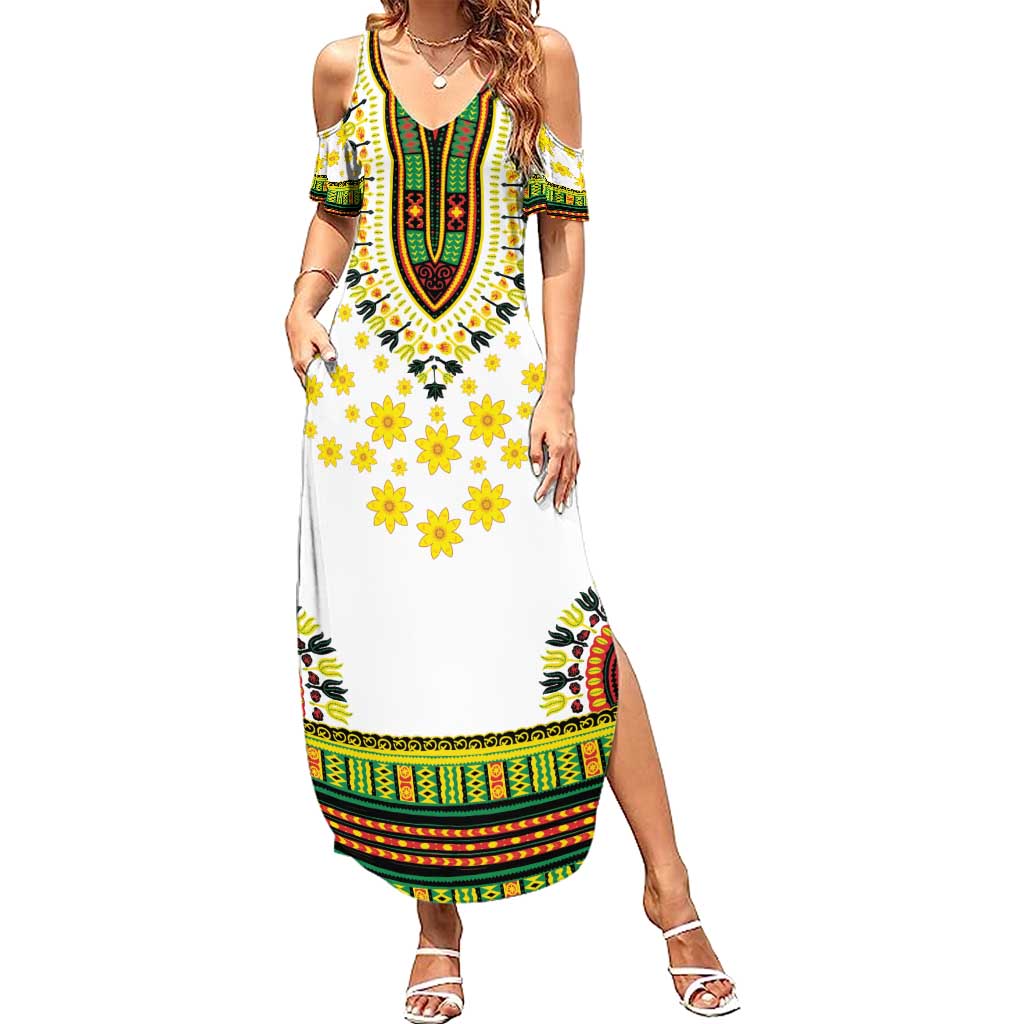 Enkutatash Dashiki and Adey Abeba Family Matching Summer Maxi Dress and Hawaiian Shirt - Wonder Print Shop