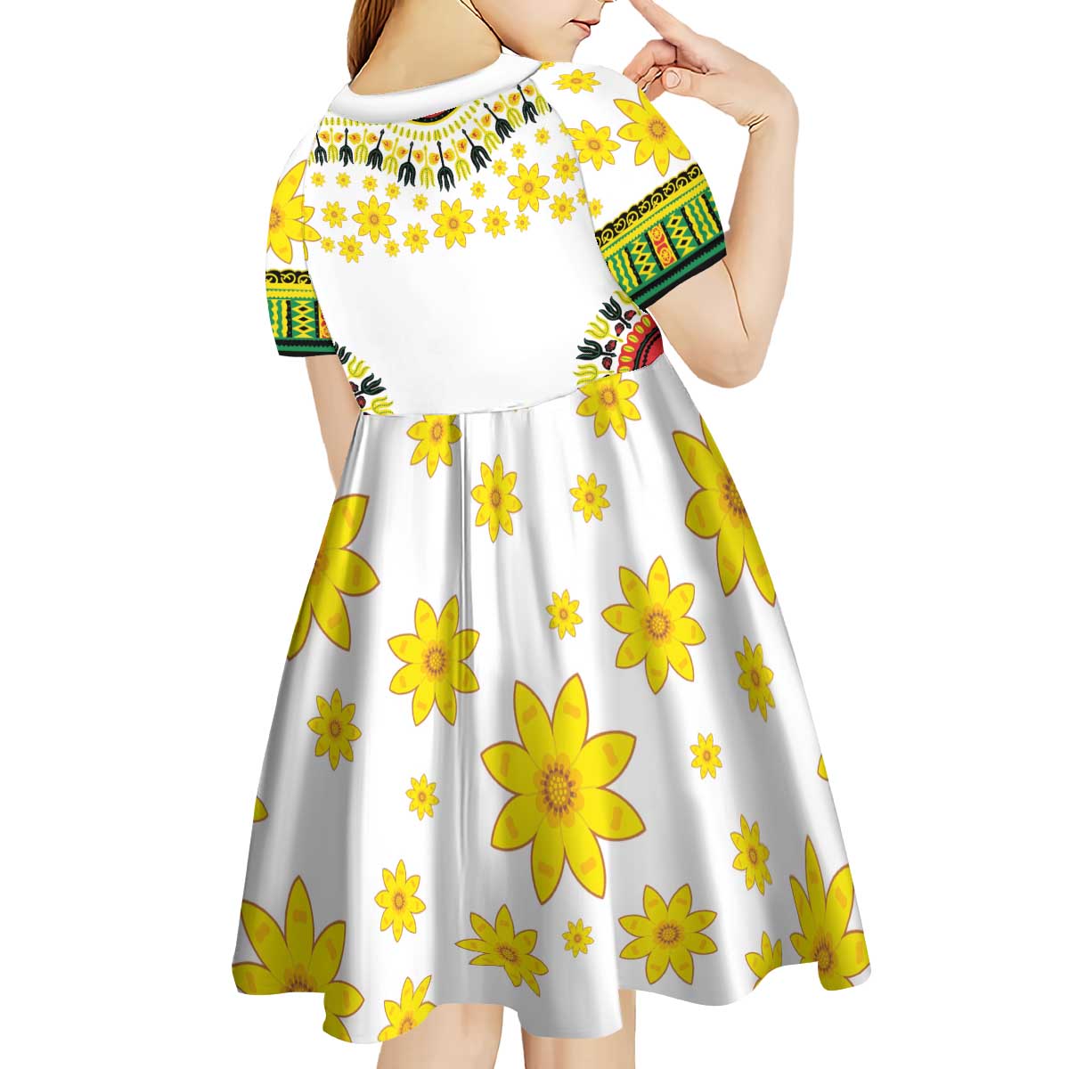 Enkutatash Dashiki and Adey Abeba Kid Short Sleeve Dress - Wonder Print Shop