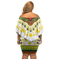Enkutatash Dashiki and Adey Abeba Off Shoulder Short Dress - Wonder Print Shop