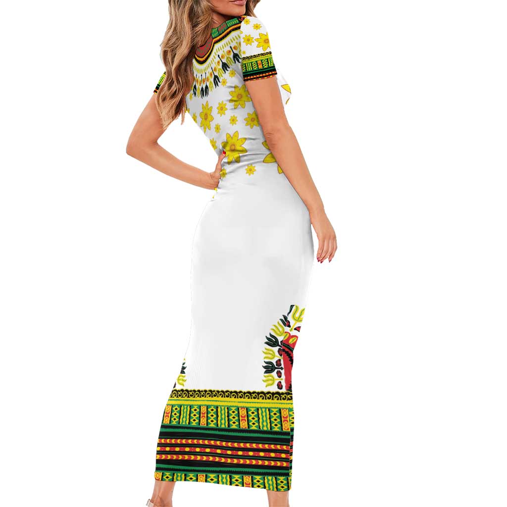 Enkutatash Dashiki and Adey Abeba Short Sleeve Bodycon Dress - Wonder Print Shop