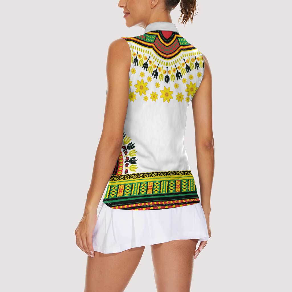 Enkutatash Dashiki and Adey Abeba Women Sleeveless Polo Shirt - Wonder Print Shop