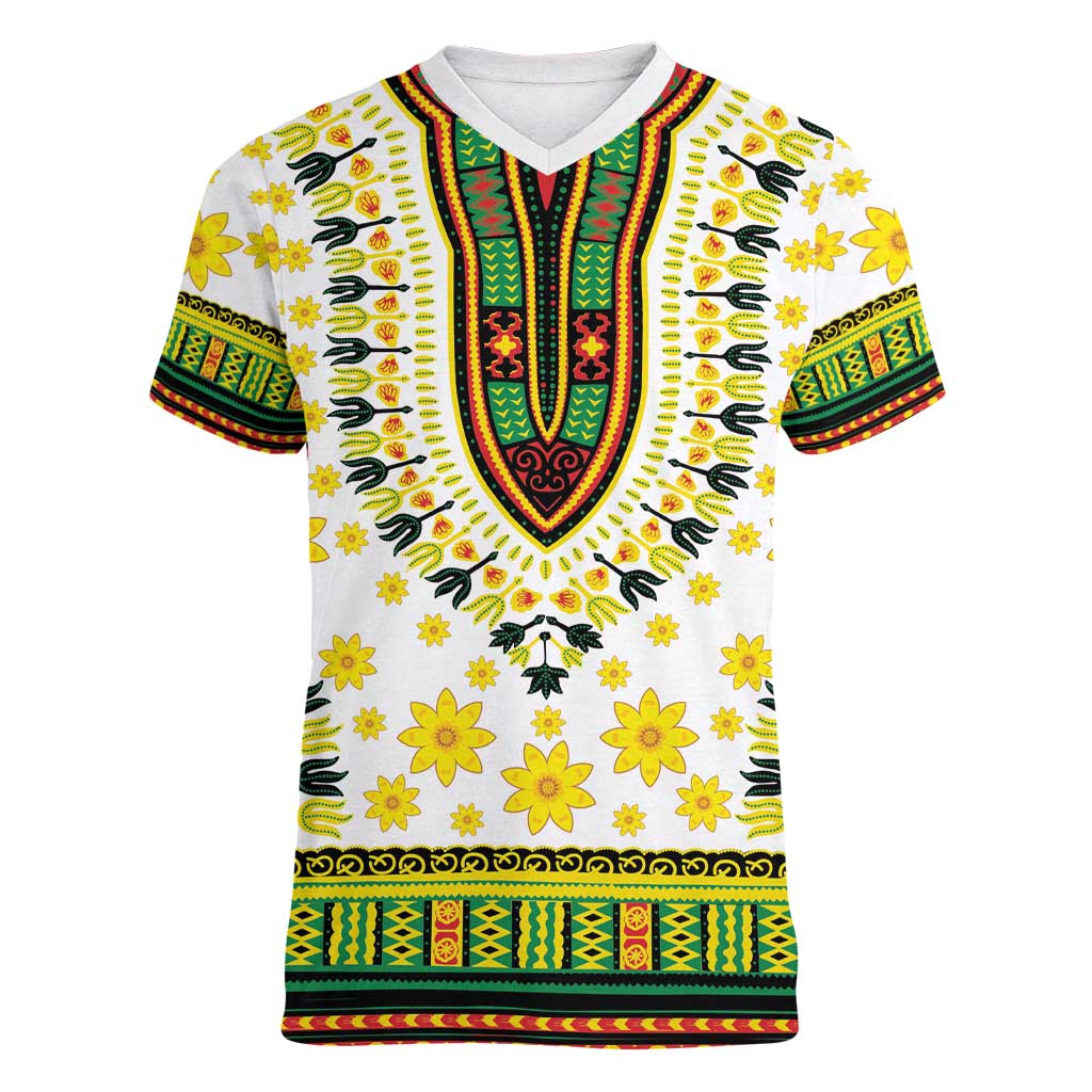 Enkutatash Dashiki and Adey Abeba Women V-Neck T-Shirt - Wonder Print Shop