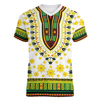 Enkutatash Dashiki and Adey Abeba Women V-Neck T-Shirt - Wonder Print Shop