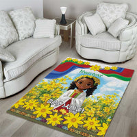 Happy Enkutatash Eritrea Personalized Area Rug Beautiful Girl Adey Abeba Flower LT9 - Wonder Print Shop